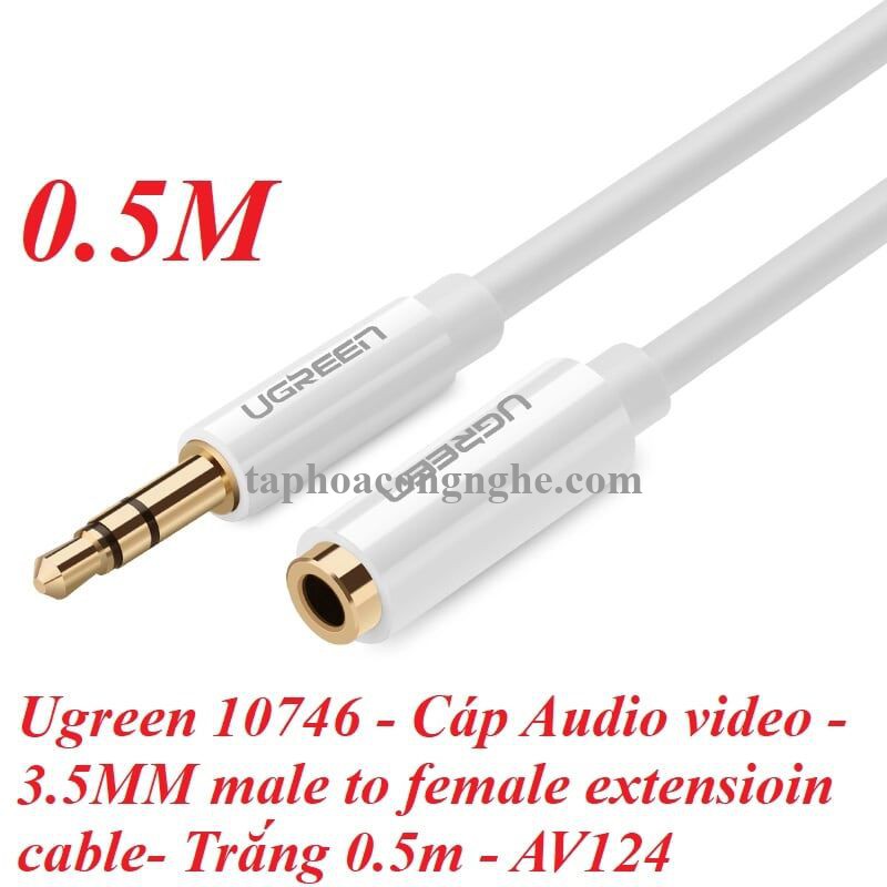 Ugreen 10746 0.5M màu Trắng Cáp âm thanh 3.5mm nối dài AV124 30010746